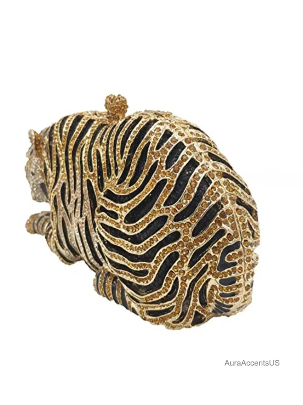 Sparkling Crystal Tiger Clutch Evening Bag Formal Rhinestone Bridal Purse Faux